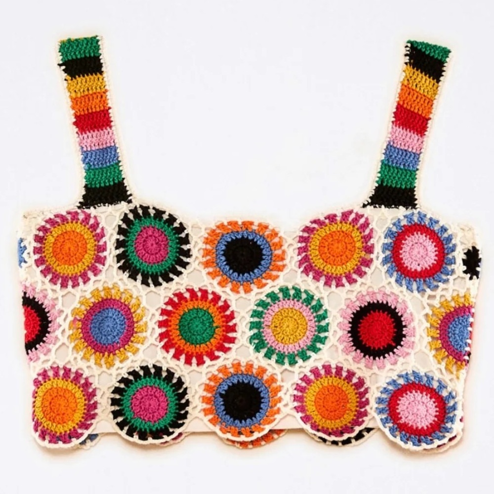 FARM Rio Rainbow Fun Knit Cotton Crop Top - Picture 2 of 6